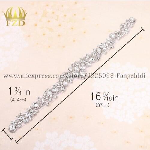 FZD30 PIECES Rhinestones Crystal Dress Accessories Applique Motif Crystals Sewing beaded belt trimming For Bridal Wedding Dress