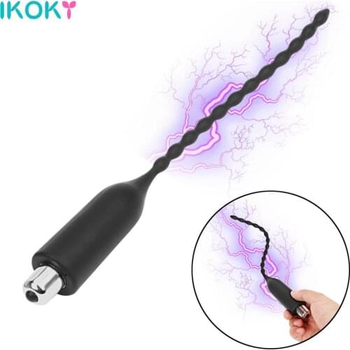 IKOKY Urethral Dilators Penis Plug Vibration Catheters Electric Shock Horse Eye Stimulation Sex Toys for Men Sex Sounds