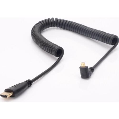 HDMI TO Right & Left Angle Micro thin cables stretch Coiled DSLR 4K HD Spring Curl Flexible Cable Camera cable