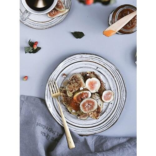 Japanese-style Ceramics Plate Retro Western Steak Dish Dining Table Breakfast Plates Restaurant Serving Tray Kitchen Utensils