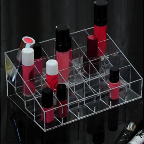 24 Grid Lipstick Box Acrylic Makeup Organizer Storage Box Lipstick Nail Polish Display Stand Holder Cosmetic Organizer Box