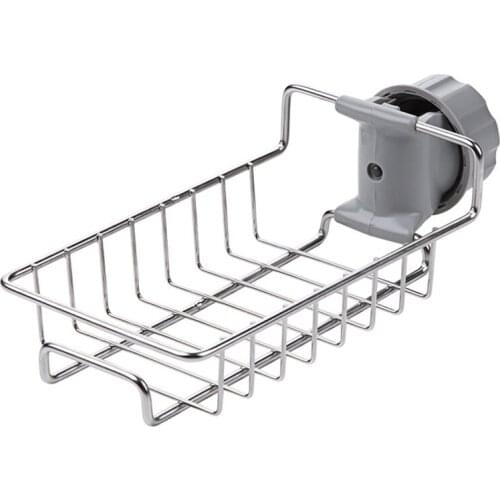 Kitchen Stainless Steel Sink Drain Rack Sponge Holder Adjustable Faucet Rack Soap Rack Storage Basket Storage Box For Bathroom