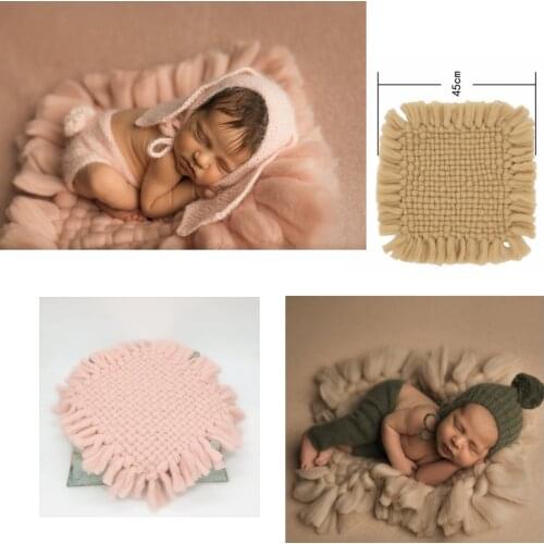 2019 Newborn baby photography square blankets coarse wool weaving decorative carpet studio shooting accessories basket filler