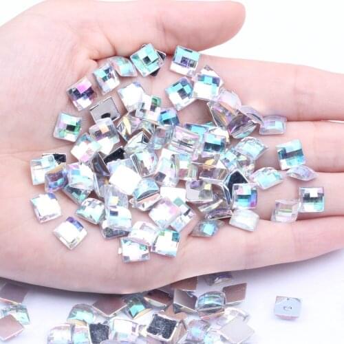 Square Earth Facets Acrylic Rhinestones Flat Back 8mm Many Colors For Nails Art Glue On Beads DIY Jewelry Making