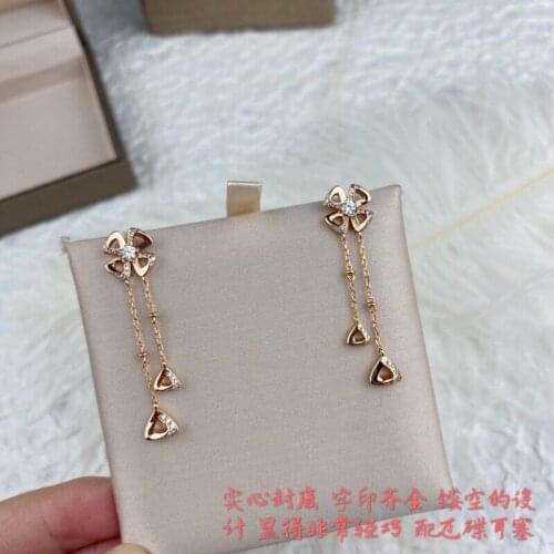 Hot Brand Fashion party Jewelry For Women half heart clover rose gold flower design fiorever long earrings