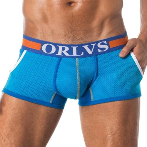 ORLVS Brand 50PC/LOT Wholesale Breathable Men Underwear Sexy Gay Boxers Breathable Nylon Comfortable Underpants Quick Dry Boxers
