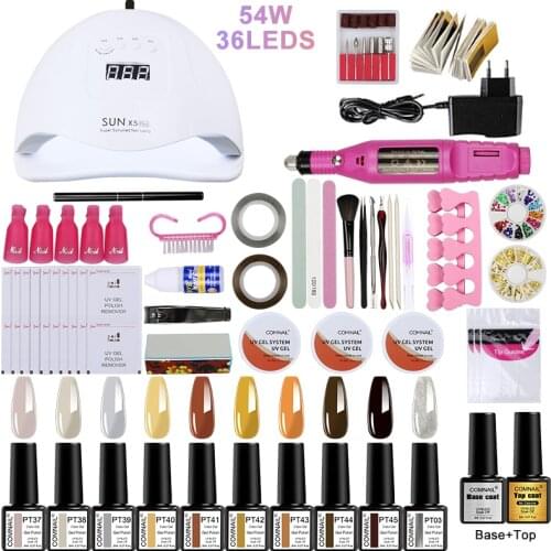 Gel Nail Polish Set Nail Dryer Electric Nail Drill Machine 10 Colors Nail Varnish Nail Art Tools Kit Salon Use Nail Art Design