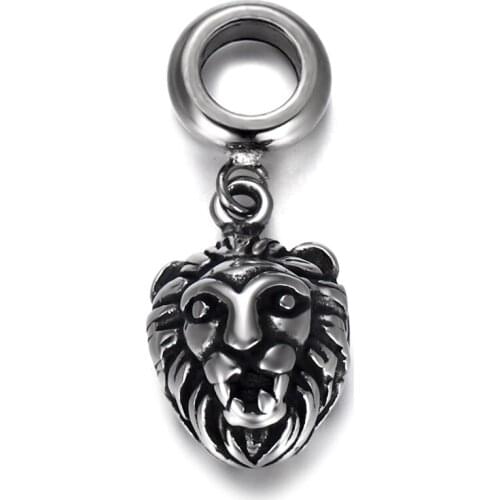 316L Stainless Steel Spacer Bail Bead Lion Charms 5mm Hole Polished Metal Charm Accessories DIY Bracelet Jewelry Making