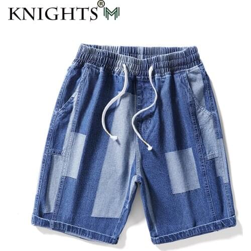 Summer New Mens Stretch Short Jeans Fashion Casual Slim Fit Loose Shorts Male Brand Stitching Pattern Men Shorts L-8Xl