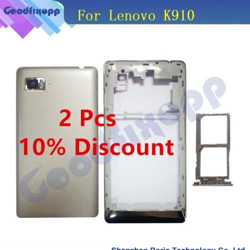 Original For Lenovo K910 K910 Vibe Z Middle Frame + Battery Back Cover + SIM Card Tray Housing Case For Lenovo K910 Vibe Z