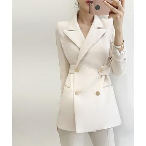 Autumn Winter Clothes New Blazer Women Solid Color Simple Fashion Self-cultivation Double-breasted Comfortable Women Blazers