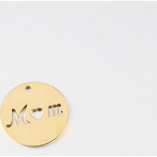 30pcs/Lot Stainless Steel Mirror Polish Mom Charm Pendants For DIY Necklace Bracelet Jewelry Making Wholesale 20mm