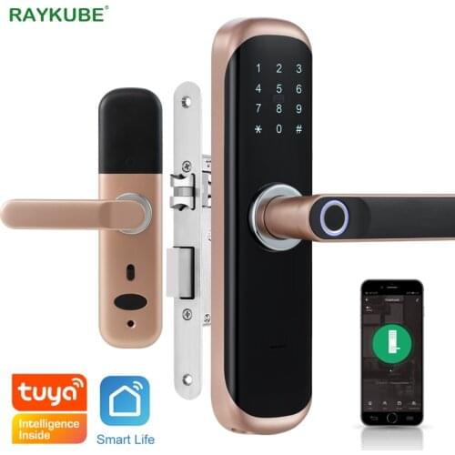 RAYKUBE Tuya Fingerprint Door Lock Smart Card / Digital Code / Keyless Electronic Lock Home Office Security Mortise Lock X3