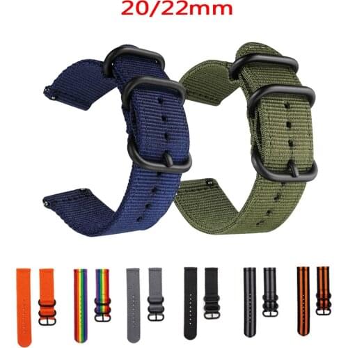 20mm 22mm Nylon WatchBands for Samsung Galaxy Gear S3 S2 Samsung Watch 46mm 42mm Active2 Active1 Smart Watch Band Wristband