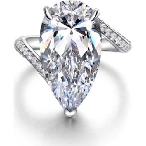 Luxury 22 Carats 925 Sterling Silver Rings 12*22mm Brilliant High Carbon Diamond Rings For Women Wedding Party Fine Jewelry Gift