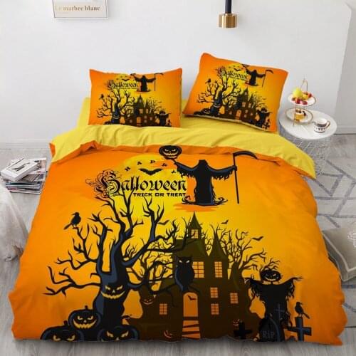 Luxury 3D Halloween Quilt Duvet Cover Set Comforter Bedding Set Full King Queen Double Single Size Cartoon Design Bedclothes