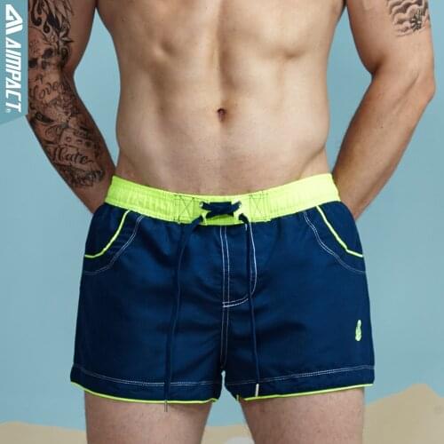 Aimpact 2Pcs/Lot Mens Board Shorts Sexy Beach Bermuda Wear Sea Short Maillot De Bain Mens Board Short with Lining Liner 2AC429