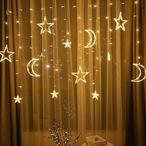 3.5M led Moon Star Lamp Christmas Garland String lights Fairy Curtain light For Christmas Wedding Indoor window Party Decoration