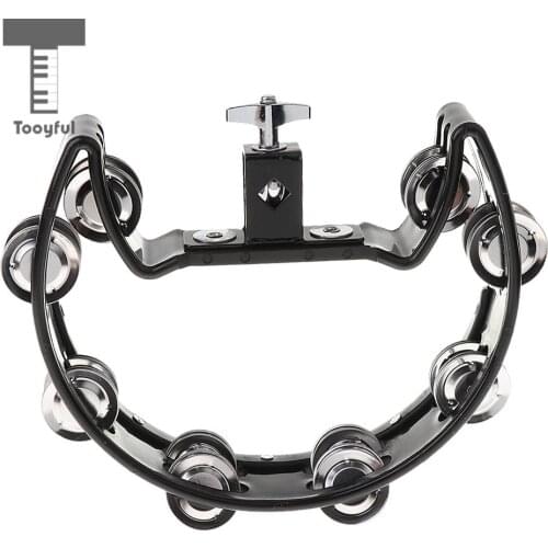 Tooyful Music Rattle Tambourine Handbell Shaker with 4 Pairs of Stainless Steel Jingles for Precussion Accompaniment