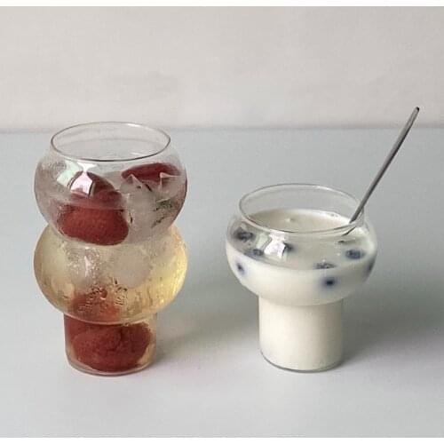 Unique Drinking Nordic Glass Cup Round Breakfast Milk Drink Cup Personality Gourd Shape Copos De Vidro Daily Necessities EF50GC