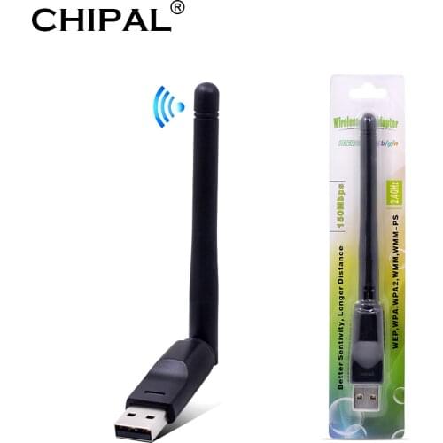 CHIPAL USB WiFi Adapter 150M Wireless Network Card 150Mbps LAN Wi-Fi Receiver 2dbi 2.4G Antenna for Laptop PC Mini Wi-fi Dongle