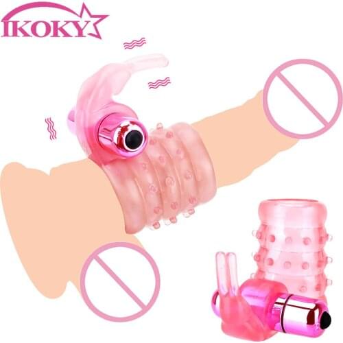 Vibrating Penis Ring Elastic Male Delay Ejaculation Clitoris Stimulate Cockring Vibrator Sex Toys for Couples Dick Sleeve Ring
