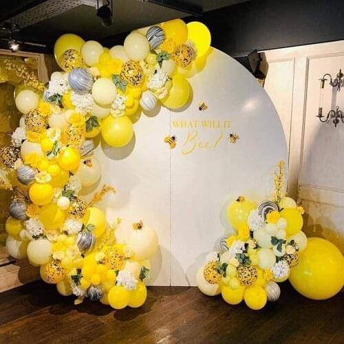 113pcs/set Yellow White Balloons Set Baby Shower Balloons Birthday Party Supplies Honeybee Theme Balloon Garland Kit