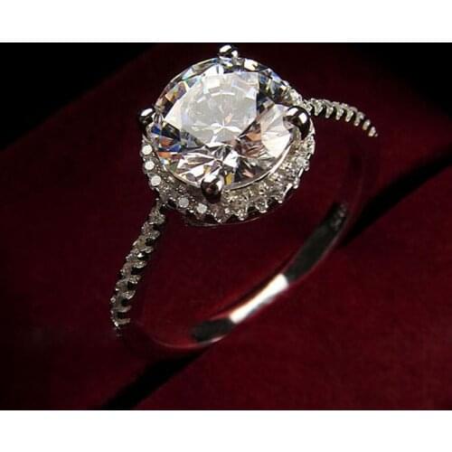 Top quality Fashion Brand 5A Zircon Real Solid 925 Sterling Silver 1.25ct Wedding Rimantic rings engagement Jewelry For Women