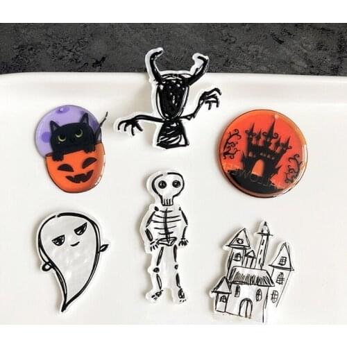 DIY Halloween Dress Up Funny Earrings Headwear Accessories Skull Head Ghost Castle Pendant Material
