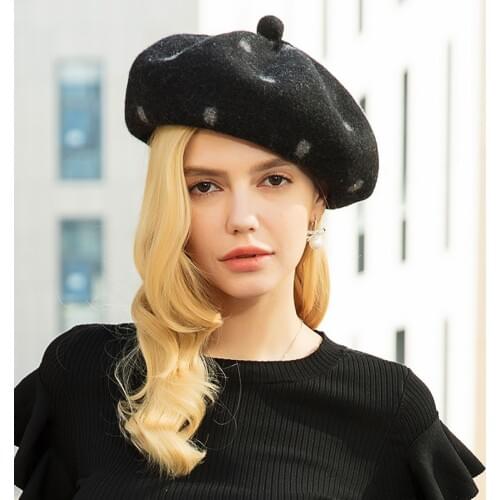 Lady Fashion Beret Hat Girls Winter Wool Knitted Cap Autumn Warm Berets Caps Fashion Hats Female Leisure Wool Bud Caps A75