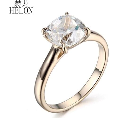 HELON Sterling Silver 925 Flawless 8mm Round 2.4ct Natural White Topaz Engagement Wedding Ring For Women Trendy Fine Jewelry