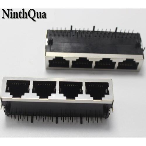 1pcs 21mm RJ45 1*4 Network Interface jack 59 1x4 Port RJ45 Female Socket Connector Interface
