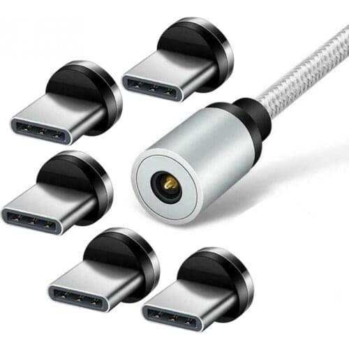 5pcs Micro USB Type C Round Magnetic Mobile 360 Degree Rotation Tip Phone Magnet Charger Plug Converter Charging Cable Adapter