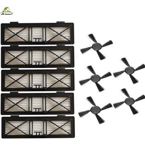 5pcs Ultra preformance Filter & 5pcs Side Brush Replacement For Neato Botvac D Series 945-0215 Filter 70e D75 D80 D85 Kits Parts
