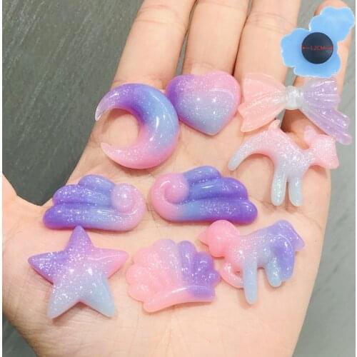 50pcs Wholesale Bowknot Star Children Resin Shoe Decorations Garden Shoes Accessories Fit Croc Jibz Charm Backpack