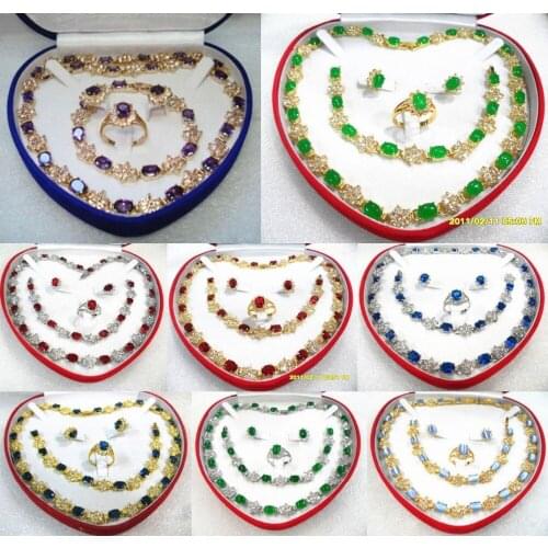 11.22 8 color-red/blue/purple/green stone/zirconia/opal necklace bracelet earrings ring can choose Discount 35