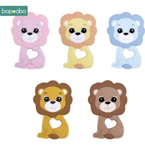 Bopoobo 5pcs Food Grade Lion Chewable Silicone Beads Pendant Baby Teething DIY Toys Nursing Gifts Bracelet Baby Teether Products