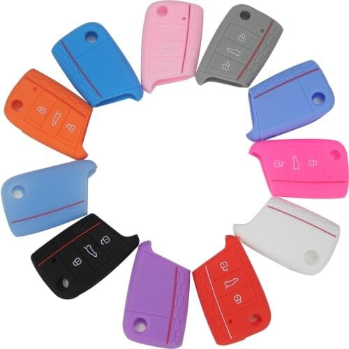 Kutery 10PCS/LOT Remote Silicone Key Cover Shell For Volkswagen VW Golf 7 mk7 Skoda Octavia A7 Key Portect Case 3 Buttons