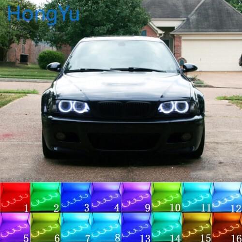 For BMW 1998 - 2005 E46 with PROJECTORS Accessories Headlight Multi-color RGB LED Angel Eyes Halo Ring Eye DRL RF Remote Control