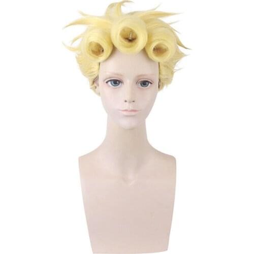 Giorno Giovanna Wig Light Yellow Anime JOJOs Bizarre Adventure Akatsuki Cosplay Hair Synthetic Cosplay Wig 50cm