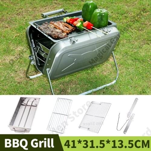 BBQ Grills Home Garden Burn Oven For Outdoor Stainless Steel Free Installation Folding Charcoal Grill With Barbecue Accessories