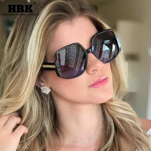 HBK Retro Square Sunglasses For Women Men Luxury Brand Design Vintage Classic Big Shades Female Male Eyewear Driving UV400