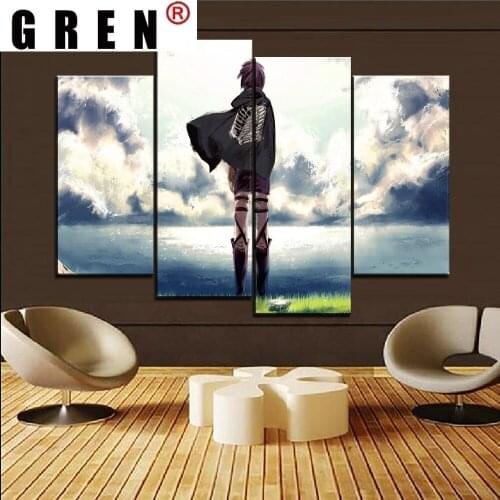 GREN Canvas Paintings 5 panels Posters Attack on Titan Anime Scouting Legion Wall Art Decor Picture Living Room Home Decoration