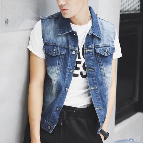 2019 Hip Hop Sleeveless Jacket New Fashion Mens Denim Vest Male Thin Jeans Waistcoat Man Cowboy
