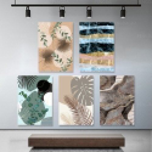 Modular Prints Nordic Style Green Leaves Plant Poster Canvas Painting Modern Framework Home Bedroom Wall Art Pictures Decoration