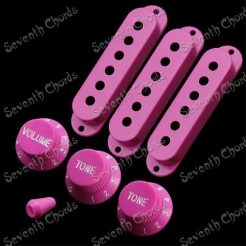 A set of Plastic Mauve Electric guitar Switch Tip Single Coil Pickup Cover 1 Volume 2 Tone Knobs Guitar Replacement Parts Set