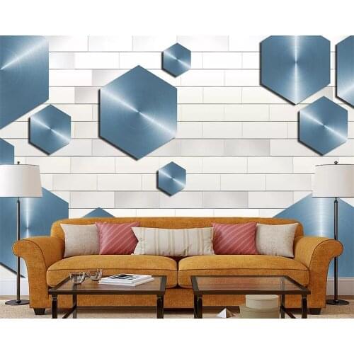 Beibehang Mural wallpaper 3D three-dimensional simple metal brushed white brick wall painting TV background wall 3d wallpaper