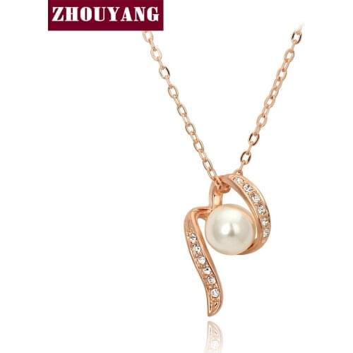 Top Quality Imitation Pearl Rose Gold Color Fashion Pendant Jewelry Made with Austria Crystal ZYN206 ZYN307