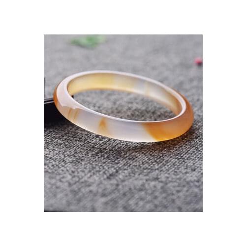 Send certificate Natural agate light yellow 54-62mm two-color bracelet Elegant princess bracelet Send mother and girlfriend