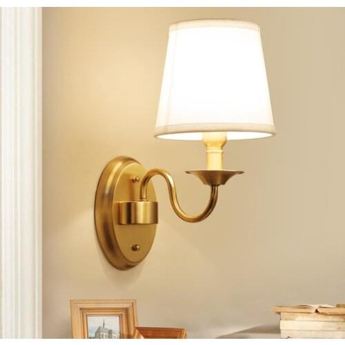 All-copper American Wall Lamp Bedroom Bedside Lamp European Lamp Modern Simple Corridor Wall Lamp